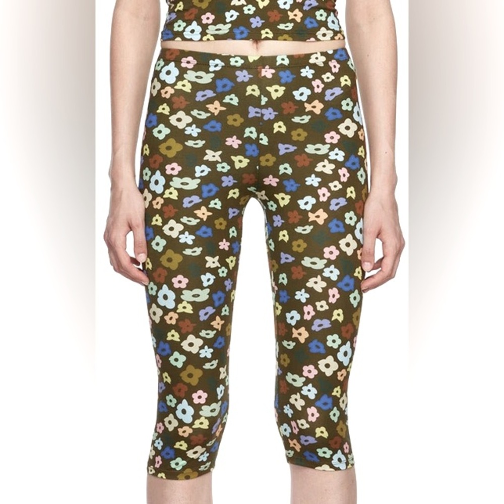 Sold Out Sandy Liang Coco Floral Print Cotton Jersey Capris